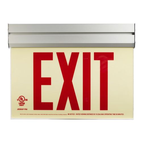 Glo Brite® Exit Sign, Double Sided, Acrylic Frame w/ Bracket, Photoluminescent, Red